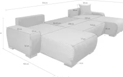 COLLECTION AB Wohnlandschaft »Paola U-Form, B: 314 cm« Schlaffunktion, Bettkasten & 4 Zierkissen, Federkern