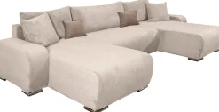 COLLECTION AB Wohnlandschaft »Paola U-Form, B: 314 cm« Schlaffunktion, Bettkasten & 4 Zierkissen, Federkern