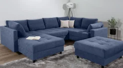 COLLECTION AB Wohnlandschaft »Toni U-Form, B: 298 cm« Set: Sofa & Hocker, 2 Zierkissen, Federkern