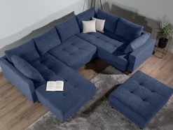 COLLECTION AB Wohnlandschaft »Toni U-Form, B: 298 cm« Set: Sofa & Hocker, 2 Zierkissen, Federkern
