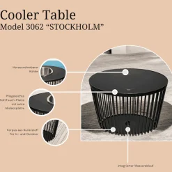 COOTAB Cooler Table Beistelltisch »3-in-1 Loungetisch mit Edelstahl-Kühler Stockholm 46 cm schwarz« 1 Stk. tlg. Wetterfest, Pflegeleicht, Hitzebeständig, Stapelbar