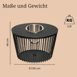 COOTAB Cooler Table Beistelltisch »3-in-1 Loungetisch mit Edelstahl-Kühler Stockholm 46 cm schwarz« 1 Stk. tlg. Wetterfest, Pflegeleicht, Hitzebeständig, Stapelbar