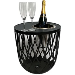 COOTAB Cooler Table Beistelltisch »4-in-1 Loungetisch mit Edelstahl-Kühler Dubai 45 cm schwarz« 1 Stk. tlg. Wetterfest, Pflegeleicht, Hitzebeständig, Stapelbar