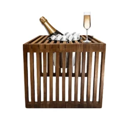 COOTAB Cooler Table Beistelltisch »3-in-1 Loungetisch mit Edelstahl-Kühler Mykonos 40 cm braun« 1 Stk. tlg. Wetterfest, Pflegeleicht, Hitzebeständig