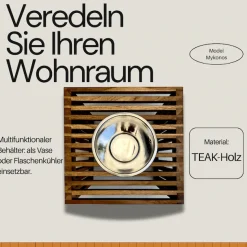 COOTAB Cooler Table Beistelltisch »3-in-1 Loungetisch mit Edelstahl-Kühler Mykonos 40 cm braun« 1 Stk. tlg. Wetterfest, Pflegeleicht, Hitzebeständig