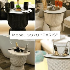 COOTAB Cooler Table Beistelltisch »3-in-1 Loungetisch mit Edelstahl-Kühler Paris 43 cm« 1 Stk. tlg. Wetterfest, Pflegeleicht, Hitzebeständig