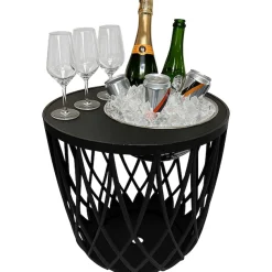 COOTAB Cooler Table Beistelltisch »4-in-1 Loungetisch mit Edelstahl-Kühler Dubai 45 cm schwarz« 1 Stk. tlg. Wetterfest, Pflegeleicht, Hitzebeständig, Stapelbar