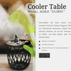 COOTAB Cooler Table Beistelltisch »4-in-1 Loungetisch mit Edelstahl-Kühler Dubai 45 cm schwarz« 1 Stk. tlg. Wetterfest, Pflegeleicht, Hitzebeständig, Stapelbar