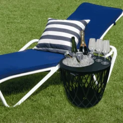 COOTAB Cooler Table Beistelltisch »4-in-1 Loungetisch mit Edelstahl-Kühler Dubai 45 cm schwarz« 1 Stk. tlg. Wetterfest, Pflegeleicht, Hitzebeständig, Stapelbar