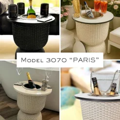 COOTAB Cooler Table Beistelltisch »3-in-1 Loungetisch mit Acryl-Kühler Paris 43 cm« 1 Stk. tlg. Wetterfest, Pflegeleicht, Hitzebeständig