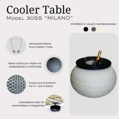 COOTAB Cooler Table Beistelltisch »Beistelltisch mit Acryl-Kühler Milano 40 cm« 1 Stk. tlg.