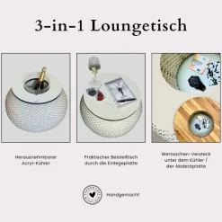 COOTAB Cooler Table Beistelltisch »Beistelltisch mit Acryl-Kühler Milano 40 cm« 1 Stk. tlg.