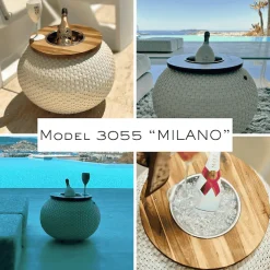 COOTAB Cooler Table Beistelltisch »Beistelltisch mit Edelstahl-Kühler Milano 40 cm« 1 Stk. tlg.