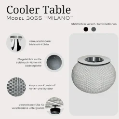 COOTAB Cooler Table Beistelltisch »Beistelltisch mit Edelstahl-Kühler Milano 40 cm« 1 Stk. tlg.
