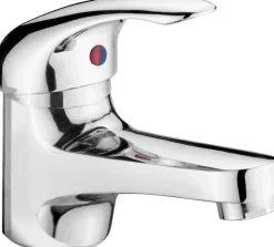 CORNAT Waschtischarmatur »"Free" - Niederdruck - Verchromter Messingkörper - Normale Auslaufhöhe« Mit Ablaufgarnitur / Wasserhahn Bad / Waschbecken-Armatur / Badarmatur