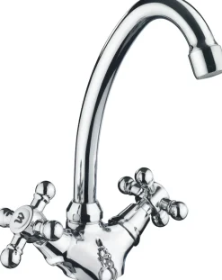 CORNAT Waschtischarmatur »"Nostalgie"Verchromter Messingkörper - Hohe Auslaufhöhe - Schwenkbar« Ohne Ablaufgarnitur / Wasserhahn Bad / Waschbecken-Armatur/ Badarmatur