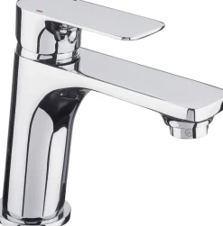 CORNAT Waschtischarmatur »Verchromter Messingkörper - Rundes Design - Normale Auslaufhöhe« Mit Druck-Ablaufventil / Wasserhahn fürs Bad / Waschbecken-Armatur