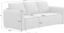 COTTA Big-Sofa »Megasofa, Flow, Breite 222 cm, opt. Schlaffunktion« bequeme Wellenunterfederung mit PU Schaum,Liegefl. 190x145cm
