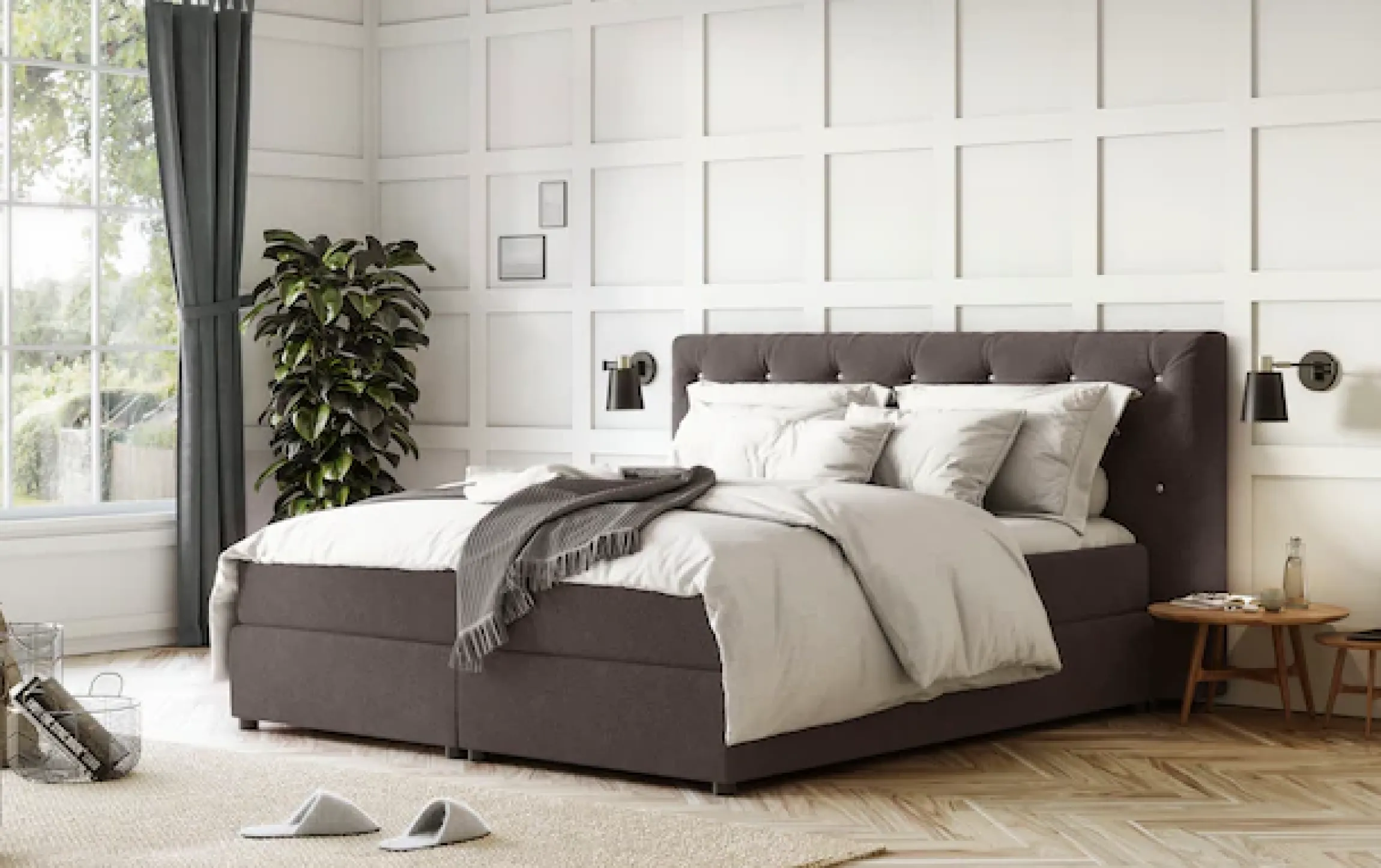COTTA Boxspringbett »Castle« mit Strasssteinen im Kopfteil, inkl. Topper