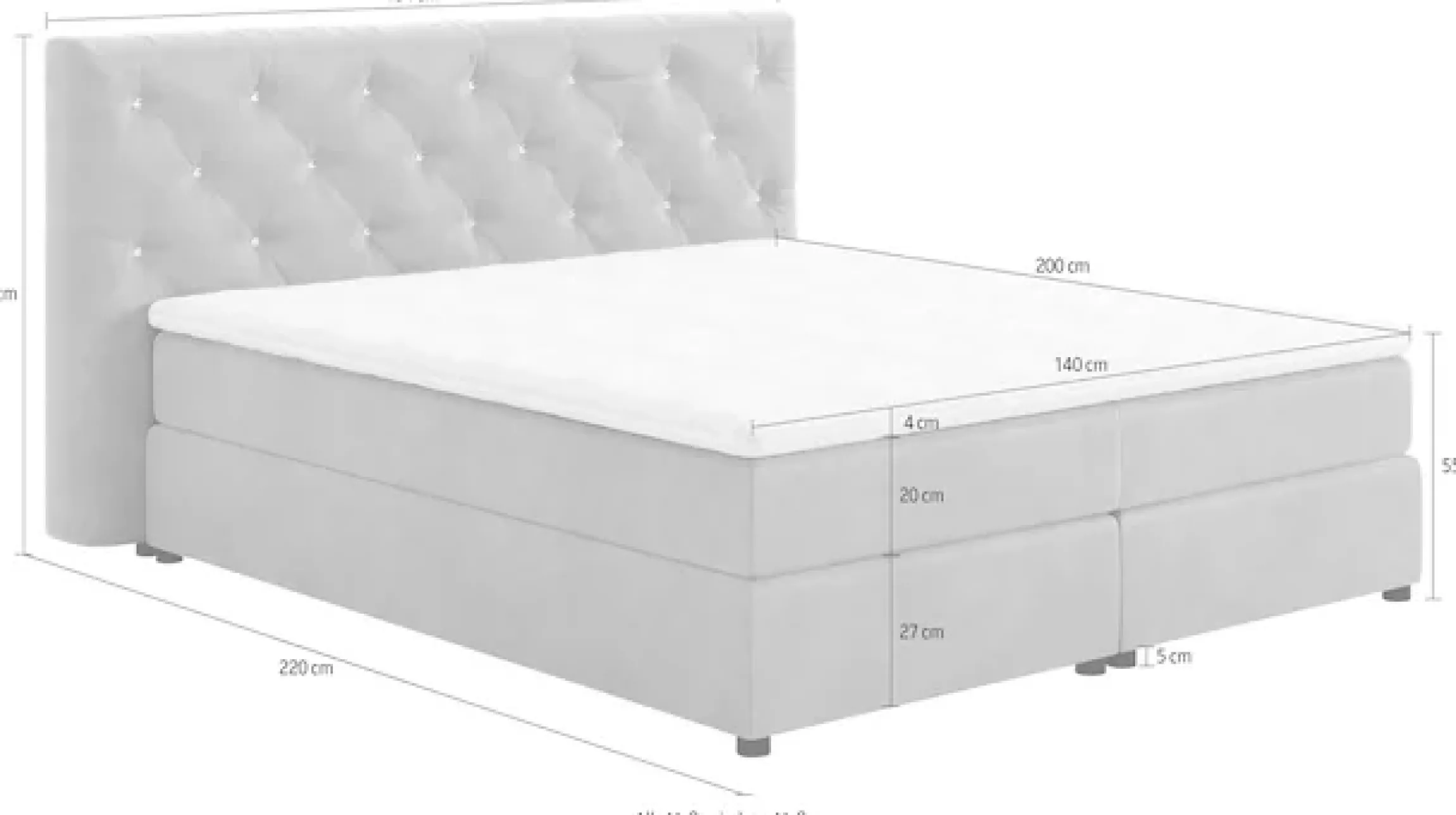 COTTA Boxspringbett »Castle« mit Strasssteinen im Kopfteil, inkl. Topper