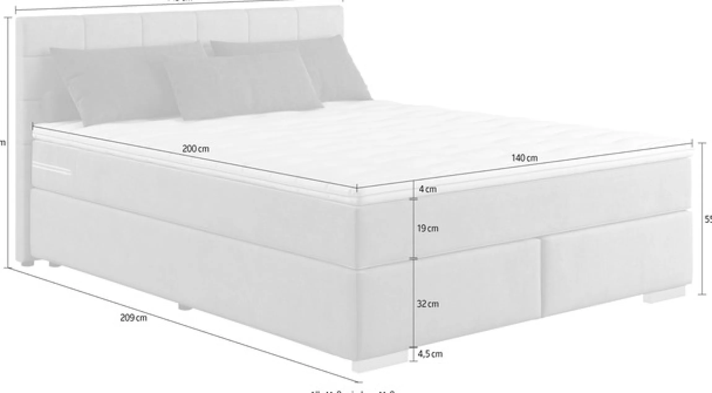 COTTA Boxspringbett »Simba erhältlich in verschiedenen Breiten, Farben und Härtegraden« Bezugsstoff: Struktur fein