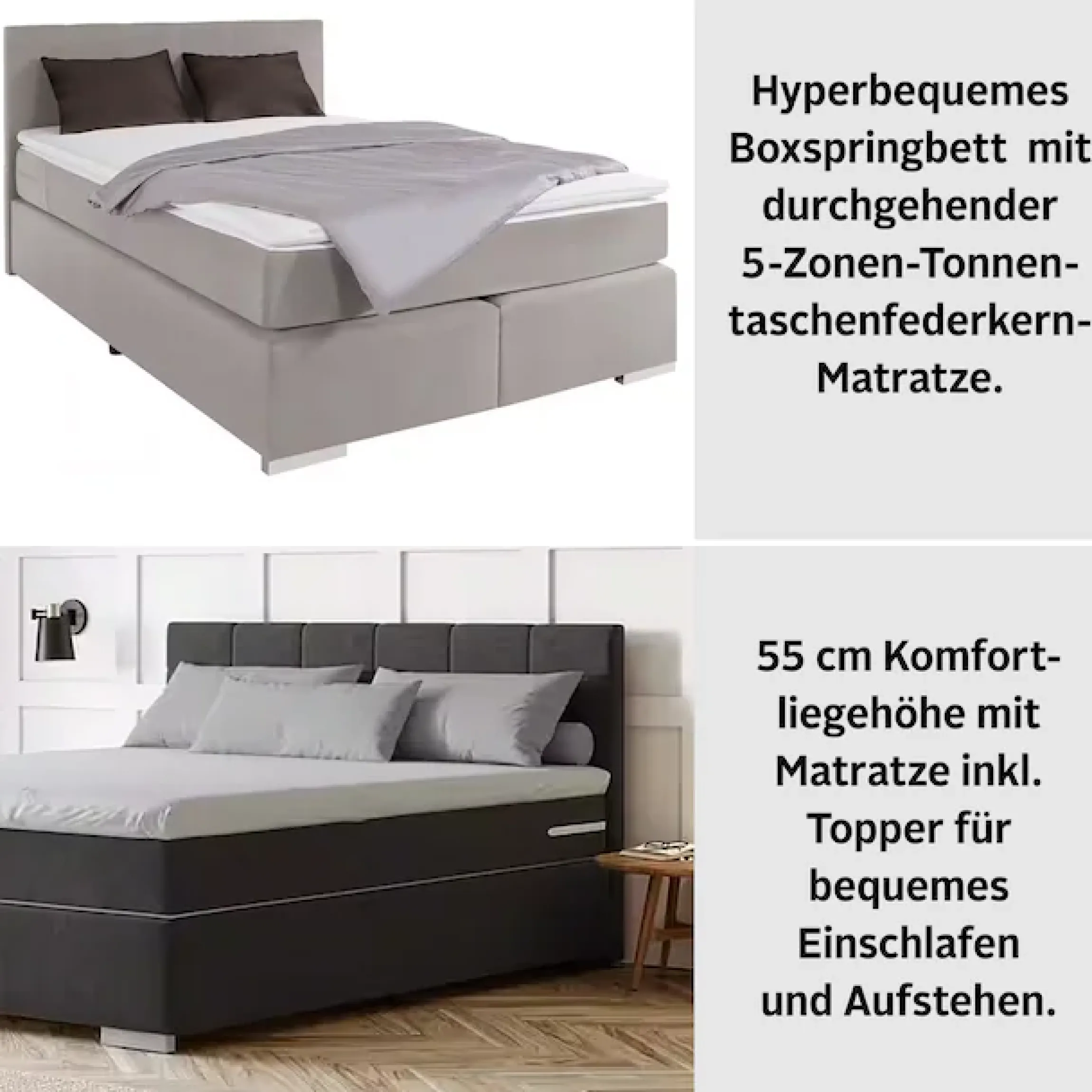 COTTA Boxspringbett »Simba erhältlich in verschiedenen Breiten, Farben und Härtegraden« Bezugsstoff: Struktur fein