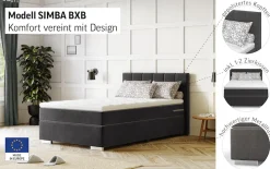 COTTA Boxspringbett »SIMBA, inkl. Taschenfederkernmatratze H3 oder H4 und Komforttopper« Strukturstoff-Bezug, Liegefläche wahlweise 120x200 bis 200x200 cm