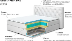 COTTA Boxspringbett »SIMBA, inkl. Taschenfederkernmatratze H3 oder H4 und Komforttopper« Strukturstoff-Bezug, Liegefläche wahlweise 120x200 bis 200x200 cm