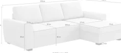 COTTA Ecksofa »Drift L-Form mit Recamiere, B: 253 cm« optional auch mit Schlaffunktion, Wellenunterfederung