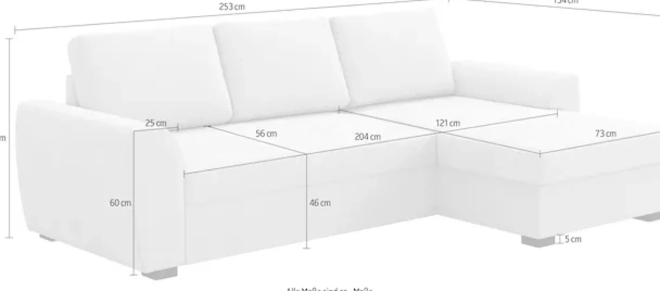 COTTA Ecksofa »Drift L-Form mit Recamiere, B: 253 cm« optional auch mit Schlaffunktion, Wellenunterfederung