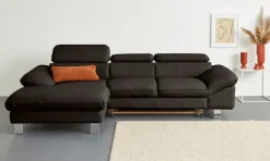 COTTA Ecksofa »Driver L-Form, B: 268 cm, moderne Couch mit Wellenunterfederung, Leder« Kopfteilverstellung, opt. Schlaffunktion + XL Bettkasten, LF:191x129cm