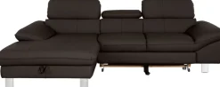 COTTA Ecksofa »Driver L-Form, B: 268 cm, moderne Couch mit Wellenunterfederung, Leder« Kopfteilverstellung, opt. Schlaffunktion + XL Bettkasten, LF:191x129cm