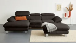 COTTA Ecksofa »Driver L-Form, B: 268 cm, moderne Couch mit Wellenunterfederung, Leder« Kopfteilverstellung, opt. Schlaffunktion + XL Bettkasten, LF:191x129cm