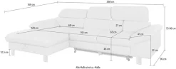 COTTA Ecksofa »Driver L-Form, B: 268 cm, moderne Couch mit Wellenunterfederung, Leder« Kopfteilverstellung, opt. Schlaffunktion + XL Bettkasten, LF:191x129cm