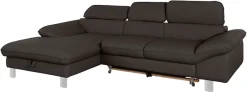 COTTA Ecksofa »Driver L-Form, B: 268 cm, moderne Couch mit Wellenunterfederung, Leder« Kopfteilverstellung, opt. Schlaffunktion + XL Bettkasten, LF:191x129cm