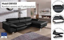 COTTA Ecksofa »Driver L-Form, B:268 cm, moderne Couch mit Wellenunterfederung« Kopfteilverstellung, optional Schlaffunktion & Bettkasten