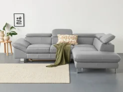 COTTA Ecksofa »Driver L-Form, B: 265 cm, moderne Couch mit Wellenunterfederung, Leder« inkl. 3x Kopfteilverstellung, optional mit Schlaffunktion + Stauraum