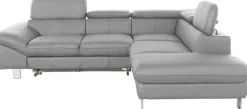 COTTA Ecksofa »Driver L-Form, B: 265 cm, moderne Couch mit Wellenunterfederung, Leder« inkl. 3x Kopfteilverstellung, optional mit Schlaffunktion + Stauraum