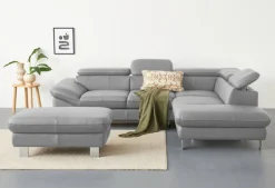 COTTA Ecksofa »Driver L-Form, B: 265 cm, moderne Couch mit Wellenunterfederung, Leder« inkl. 3x Kopfteilverstellung, optional mit Schlaffunktion + Stauraum