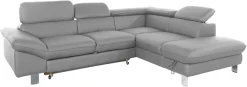 COTTA Ecksofa »Driver L-Form, B: 265 cm, moderne Couch mit Wellenunterfederung, Leder« inkl. 3x Kopfteilverstellung, optional mit Schlaffunktion + Stauraum