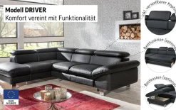 COTTA Ecksofa »Driver L-Form« mit Kopfteilverstellung, wahlweise mit Schlaffunktion & Bettkasten