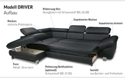 COTTA Ecksofa »Driver L-Form« mit Kopfteilverstellung, wahlweise mit Schlaffunktion & Bettkasten