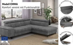 COTTA Ecksofa »Emma L-Form, B: 262 cm« mit Kopfteilverstellung, optional Schlaffunktion & Bettkasten