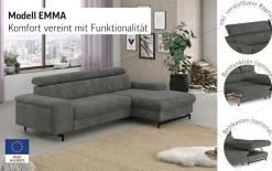 COTTA Ecksofa »Emma L-Form, B: 267 cm« mit Kopfteilverstellung, optional Schlaffunktion & Bettkasten