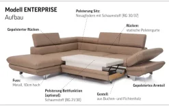 COTTA Ecksofa »Enterprise L-Form« mit Arm- & Kopfteilverstellung, wahlweise mit Schlaffunktion