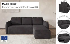 COTTA Ecksofa »Flow, bequem, L-Form, Breite 239 cm, schmale Armlehnen« wahlweise mit Schlaffunktion