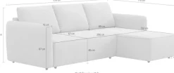 COTTA Ecksofa »Flow, bequem, L-Form, Breite 239 cm, schmale Armlehnen« wahlweise mit Schlaffunktion
