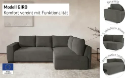 COTTA Ecksofa »Giro L-Form, Ottomane, Breite 252 cm« wahlweise mit Bettkasten und Trendbezug CORD!