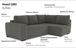 COTTA Ecksofa »Giro L-Form, Ottomane, Breite 252 cm« wahlweise mit Bettkasten und Trendbezug CORD!