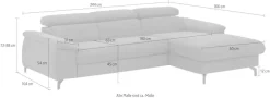 COTTA Ecksofa »Kitty L-Form, B: 242 cm« mit Kopfteilverstellung, optional Schlaffunktion & Bettkasten